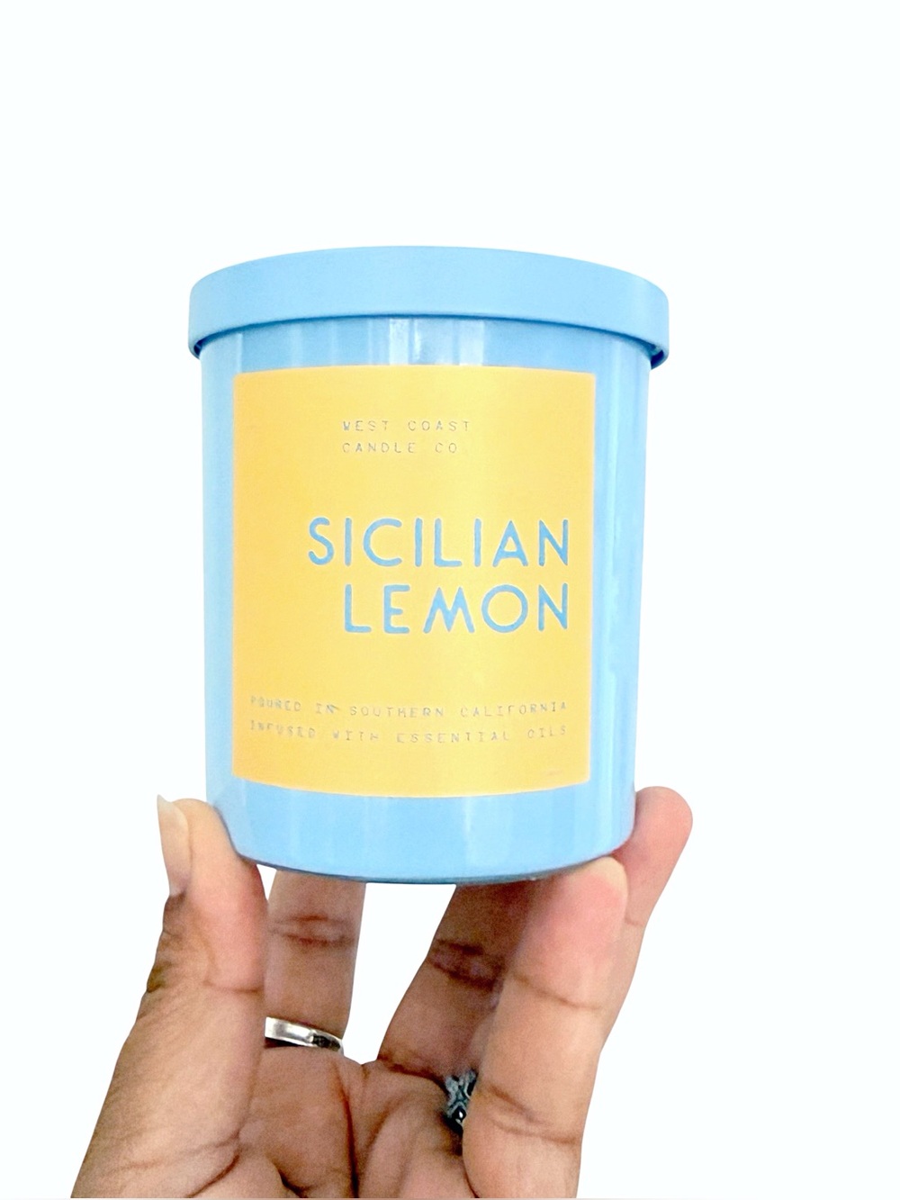 Leoben Company Sicilian Lemon Scented Candle - Light Blue yellow